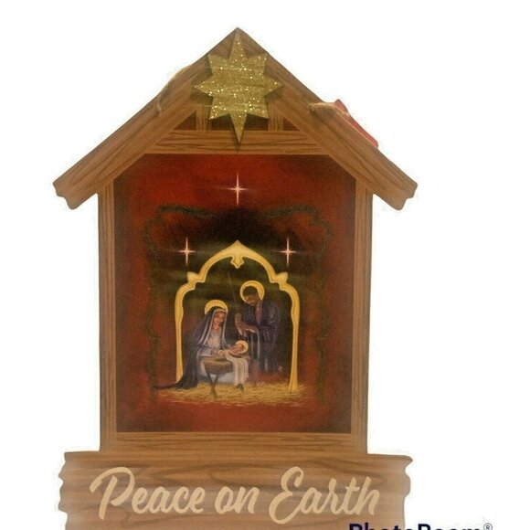 Christmas House Hanging Nativity Wall Décor Christmas Blessings Peace on Earth - Picture 3 of 11